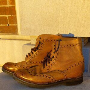 Grenson England Tan Oxford Brogue Boots SIZE 9 (UK), 9.5 (US)